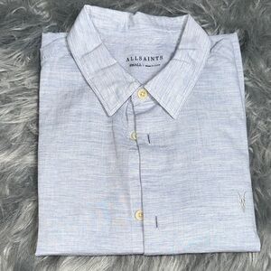 All Saints Men's Sky Blue Casual Shirt
